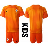 Kroatien Torwart Fußballbekleidung Auswärtstrikot Kinder WM 2022 Kurzarm (+ kurze hosen)